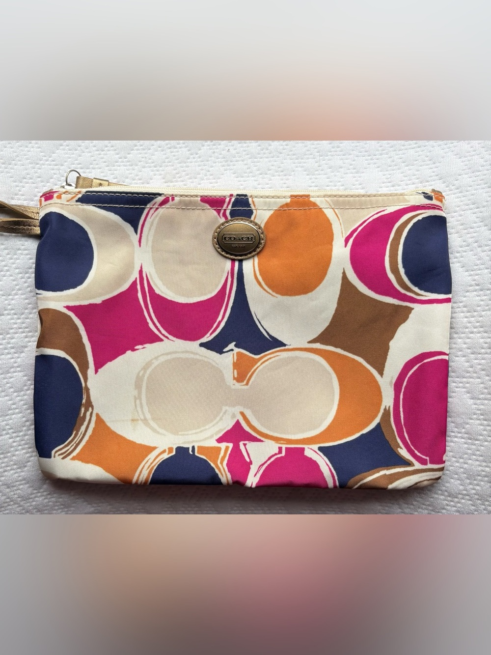 COACH Multicolor Signature Park Hand Drawn Scarf Print Wristlet